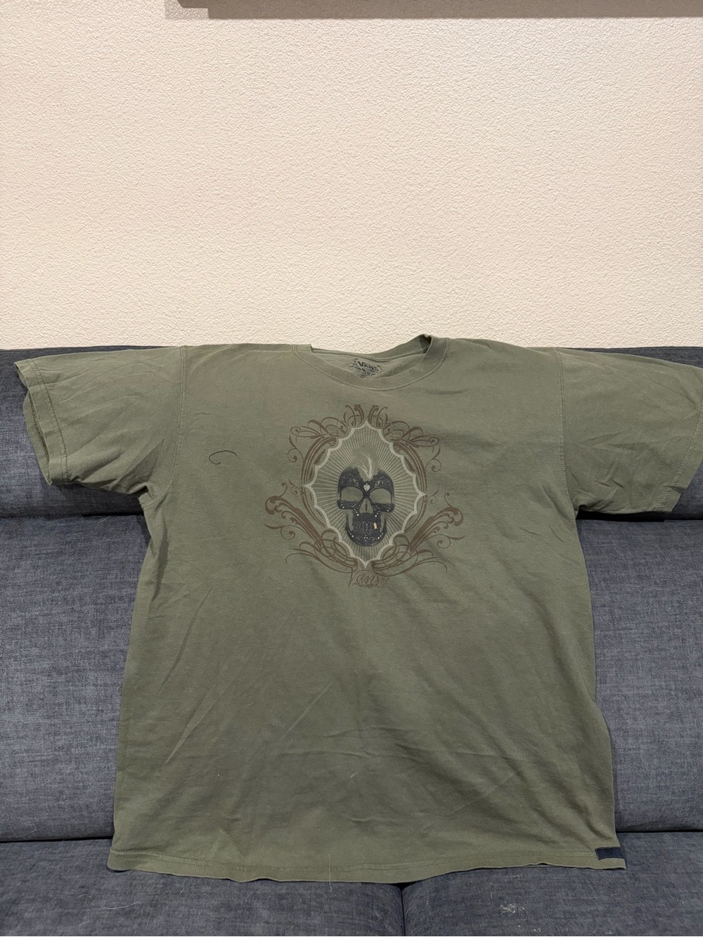 Olive Green Graphic Skull T-Shirt
